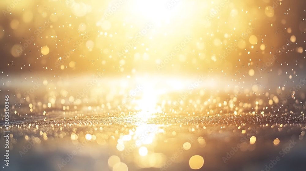 Poster soft-focus bokeh effect capturing morning sunlight reflections in a serene atmosphere.