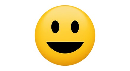 Fototapeta premium Simple Yellow Smiling Emoji on White Background Depicting Happiness
