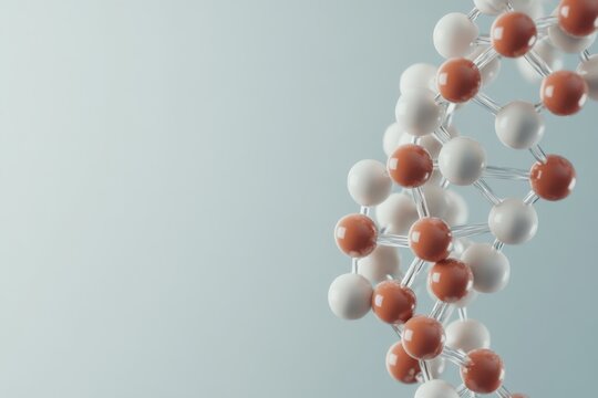 Dna molecular model rotating on light blue background