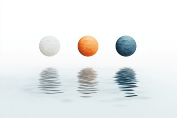 Three planets reflecting on water surface with minimalist style