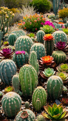 Cactus garden with colorful succulents