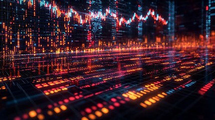 Obraz premium Futuristic digital trading floor concept with abstract design elements for financial imagery.