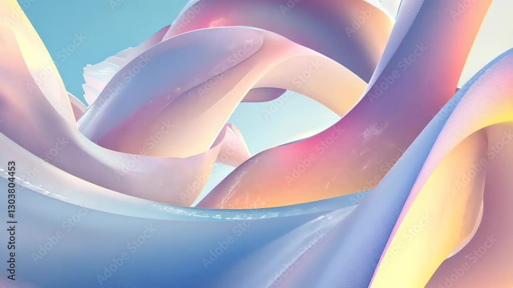 Poster colorful abstract waves intertwine against a bright sky, creating a mesmerizing visual effect in a s