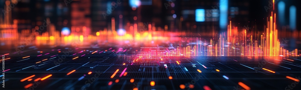 Poster image depicting an advanced economic simulation with glowing financial elements and a modern design.