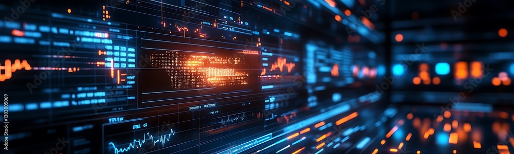 Poster Advanced economic simulation image featuring glowing financial themes and dynamic visual elements.