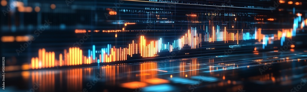 Poster Image of a financial simulation illustrating advanced economic concepts with a glowing effect.