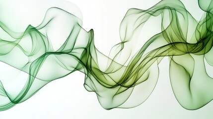 Abstract green smoke swirls, flowing design, white background, website banner