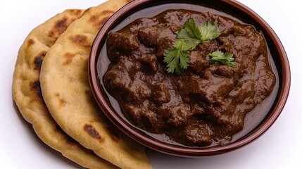 Delicious indian curry with bread home kitchen food photography warm atmosphere close-up shot culinary delight