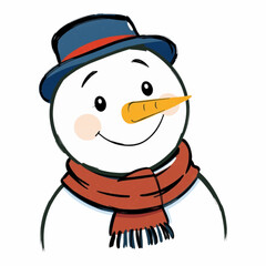 Illustration of Snowman Representing Holiday Industry Isolated on White Background.