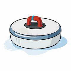 Illustration of Curling Stone Representing Winter Sports Industry Isolated on White Background.