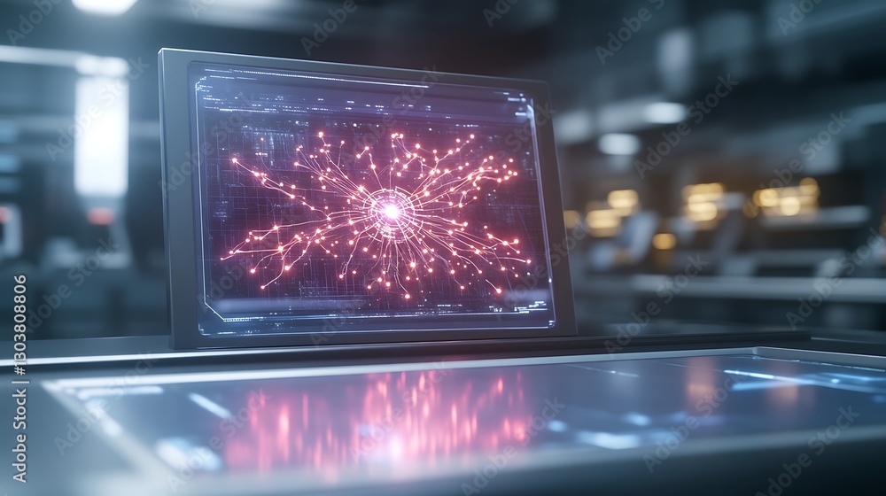 Poster Futuristic AI-controlled energy grid control center concept image showcasing advanced technology and innovation.
