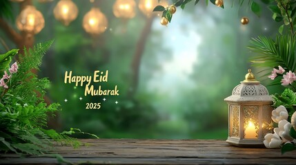 Eid Mubarak 2025 Garden Scene