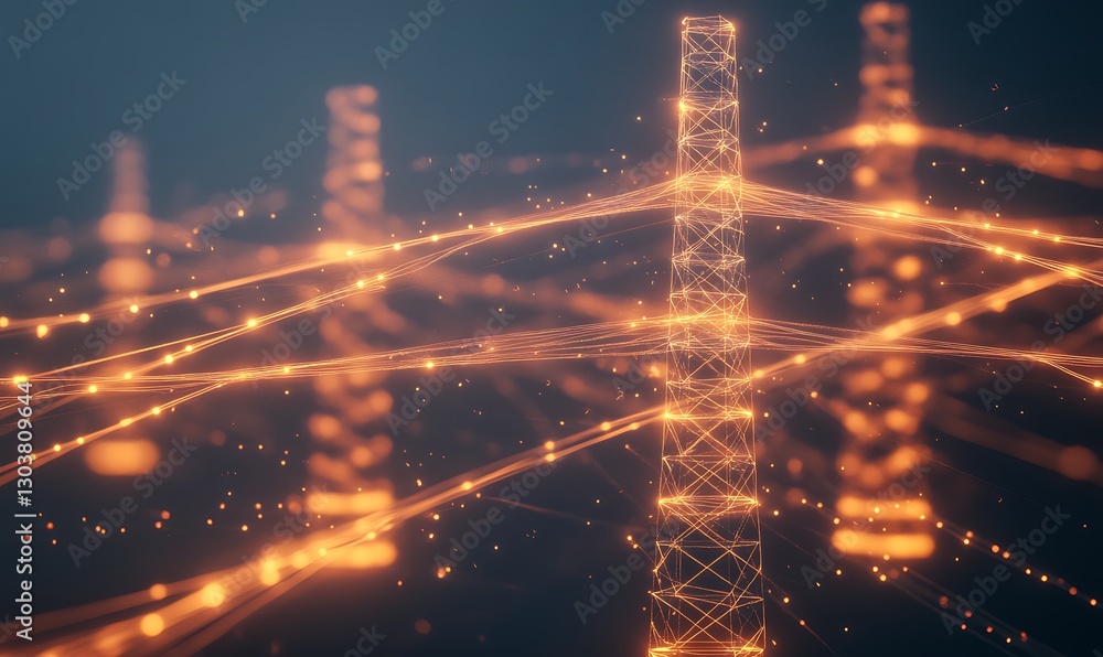 Poster Futuristic visualization of an AI-controlled power grid in a digital format.