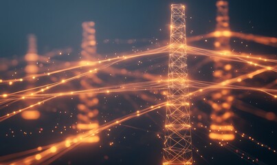 Futuristic visualization of an AI-controlled power grid in a digital format.