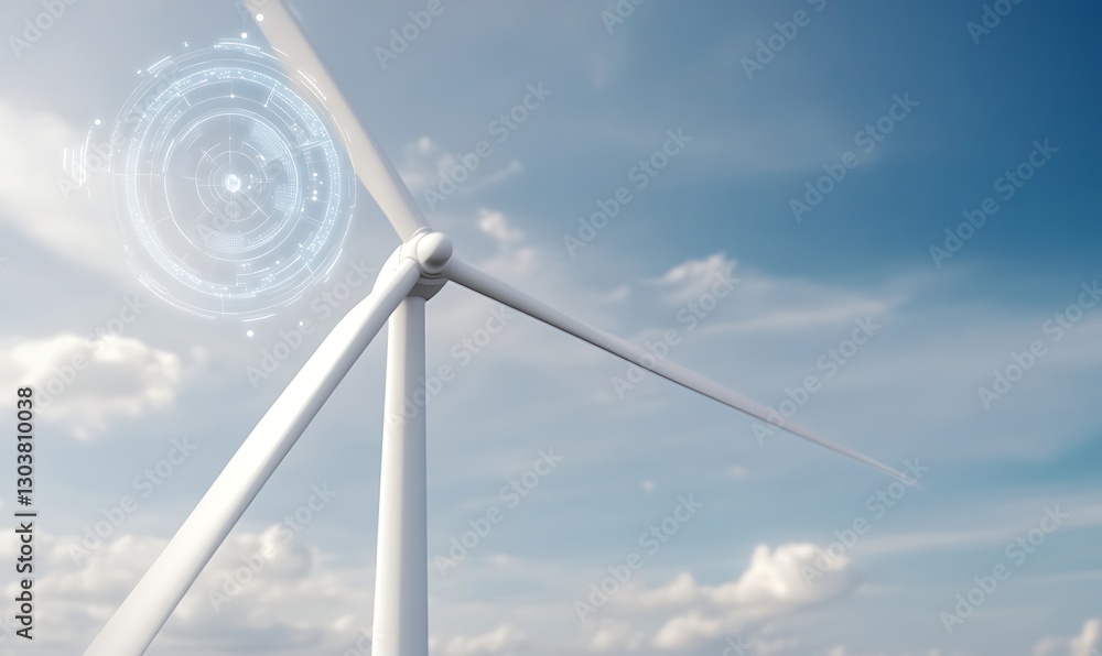 Poster ai-controlled futuristic wind farm showcasing innovative technology and design in a stunning visual 
