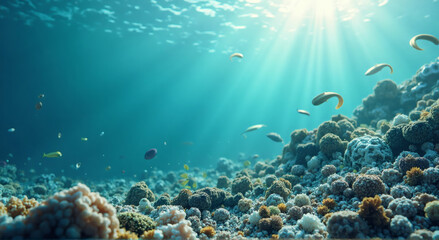 Naklejka premium Deep sea background wallpaper, deep ocean background wallpaper.