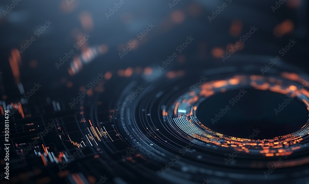 Fototapete AI-driven economic forecasting with glowing holograph technology in a visually striking image.