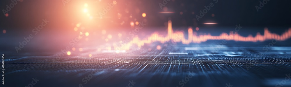 Aufkleber AI-driven financial dashboard with a glowing holographic design for innovative business presentations.