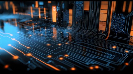 Exploring digital innovation through circuitry imagery technology hub visual art digital world close-up futuristic design