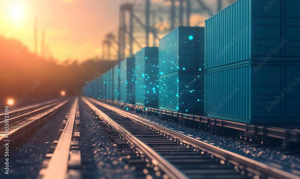 Poster AI-driven global trade automation concept image featuring futuristic elements and technology.