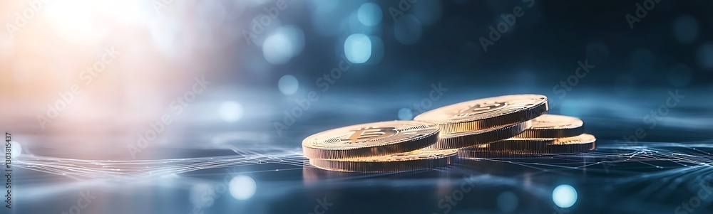 Poster ai-enhanced image depicting futuristic financial security concepts with a glowing aesthetic.