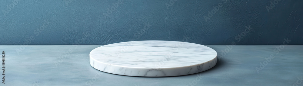 Poster minimalistic round marble podium on smooth surface, perfect for display. elegant design enhances any