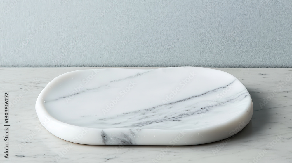 Poster elegant smooth marble platform with gentle curves, perfect for serving or display. this versatile pi