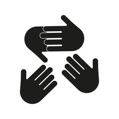 Hands icon. Cooperation gesture symbol. Teamwork connection sign. Vector illustration.