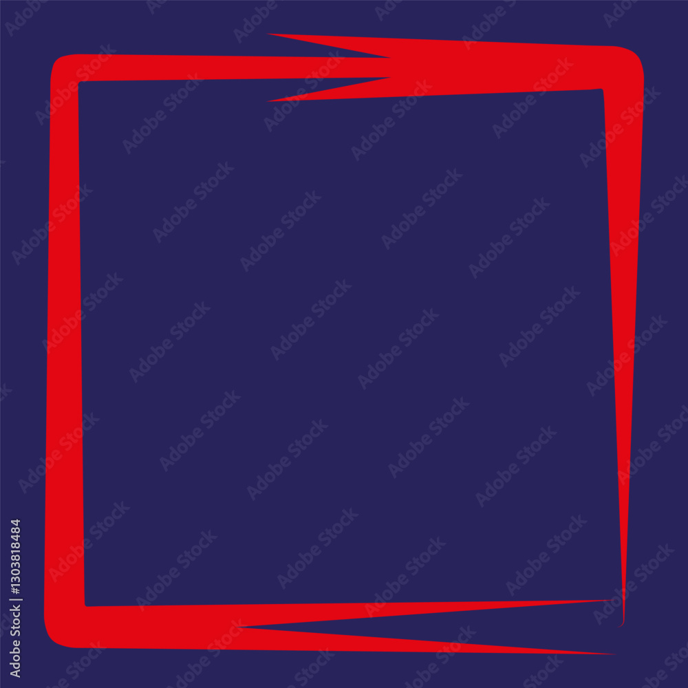 Poster red brush square. grunge paint shape. abstract rough stroke. vector element.