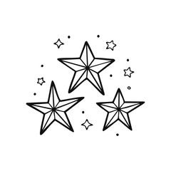 3 Shining Stars on a Clean White Background – Simple, Bright, and Elegant