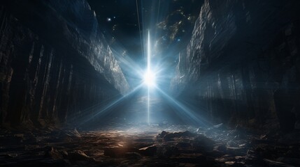 A crack in reality emitting powerful beams of surreal energy