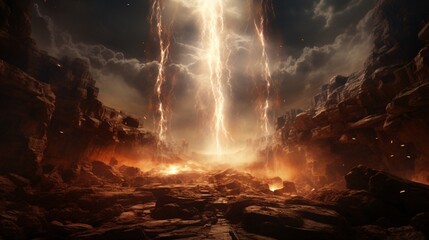 A crack in reality emitting powerful beams of surreal energy