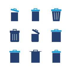 Trash icon set. trash can icon. delete icon vector. garbage