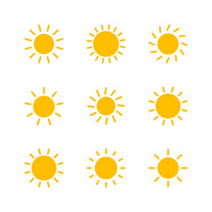 Sun icon set. Brightness Icon vector