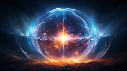 A hovering crystal orb acting as a conduit of pure cosmic energy