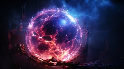 A frozen sphere of compressed plasma energy, pulsing slowly