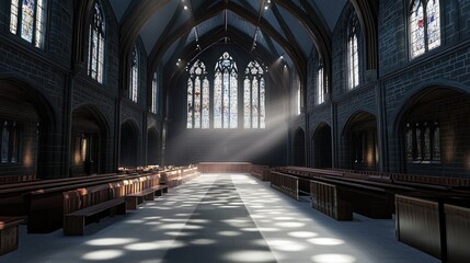 Fototapeta premium A historic venue with immersive light projections on the ground.