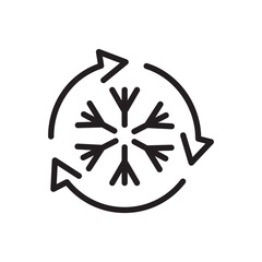 Snowflake cycle icon. Winter refresh symbol. Cold air circulation. Vector illustration.