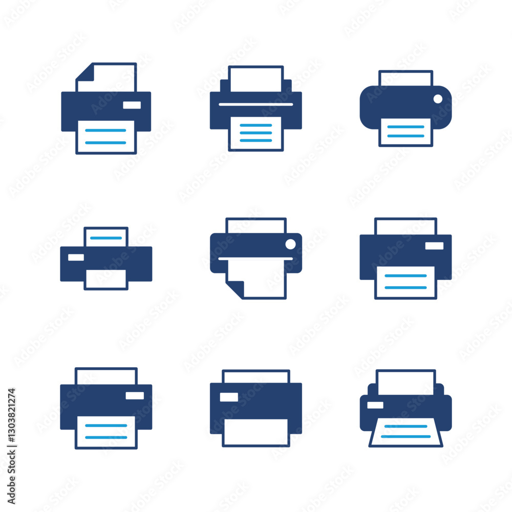 Poster print icon set. printer icon vector.