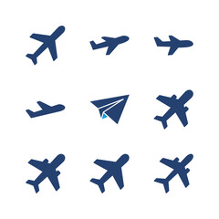 Fototapeta premium Plane icon set. Airplane icon vector. Flight transport symbol. Travel illustration. Holiday symbol