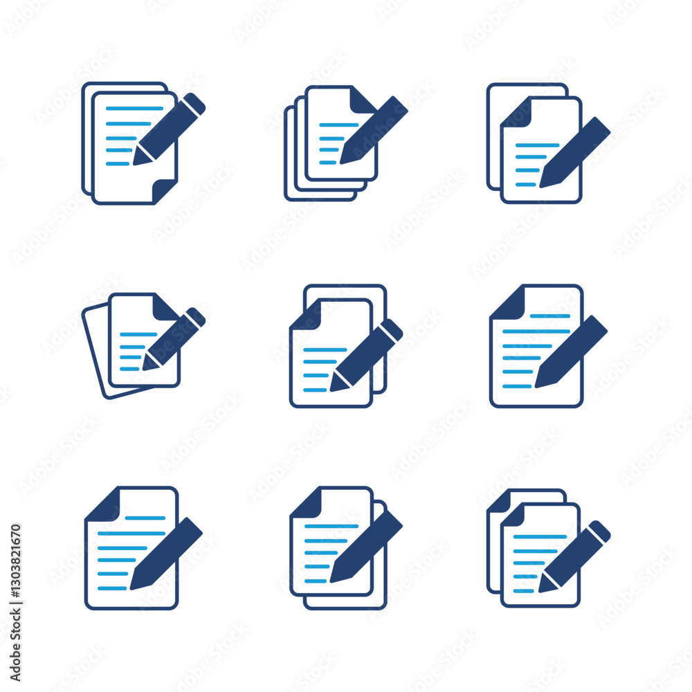 Poster note icon set. notepad icon vector. edit file. write icon