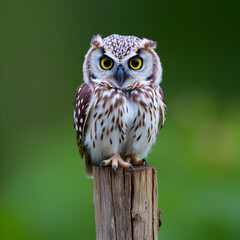 Little owl sit on nails ment to keep birds away