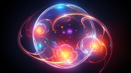 Obraz premium A pulsing neon orb filled with shifting fractal energy