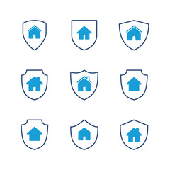 Home insurance icon set. home protection icon