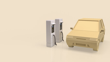 Fototapeta premium The EV Station and Car for Technology or Transportation concept 3d Rendering.