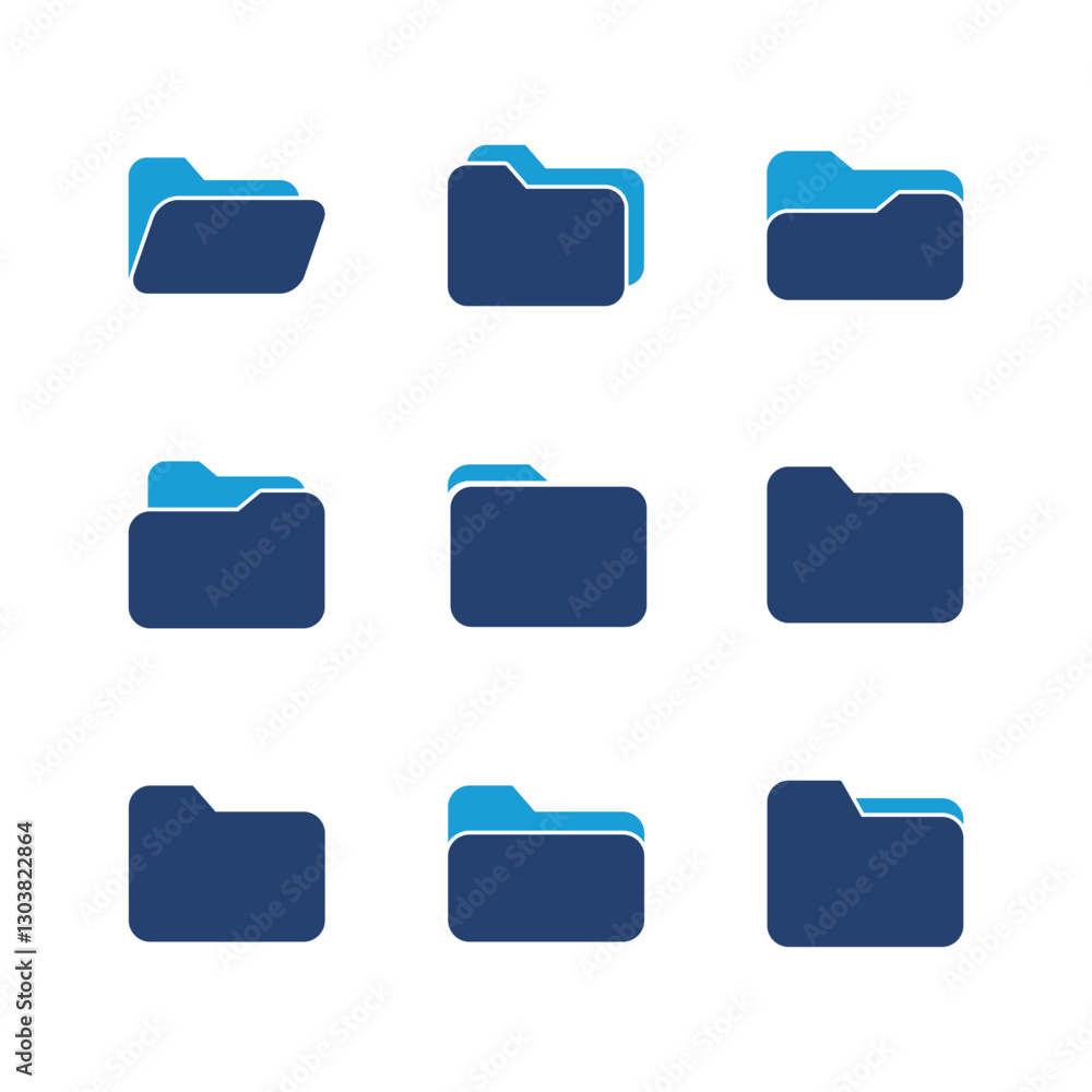 Poster folder icon set. folder vector icons