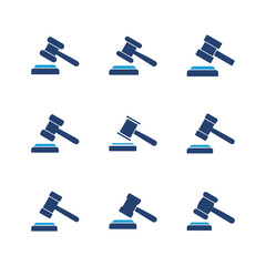 Gavel icon set. judge gavel icon vector. law icon vector. auction hammer
