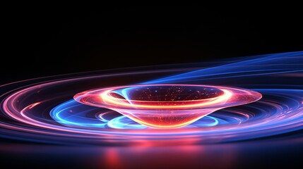 Obraz premium A spinning energy disk floating mid-air, warping gravity