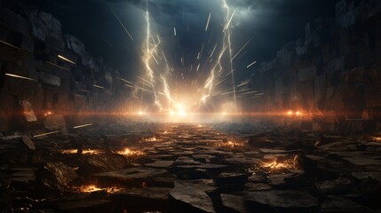 A crack in reality emitting powerful beams of surreal energy