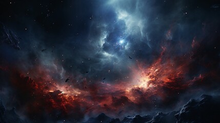 Fototapeta premium A glowing cosmic storm creating fractal shockwaves in deep space